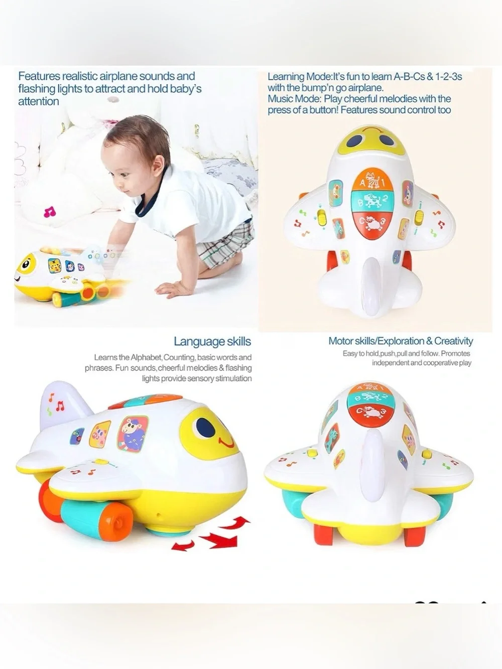 My First Airplane bump and go light up learning toy toddler